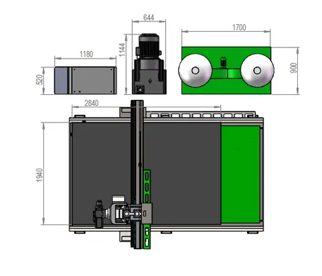 Dimensões CutPro - Vista Frontal